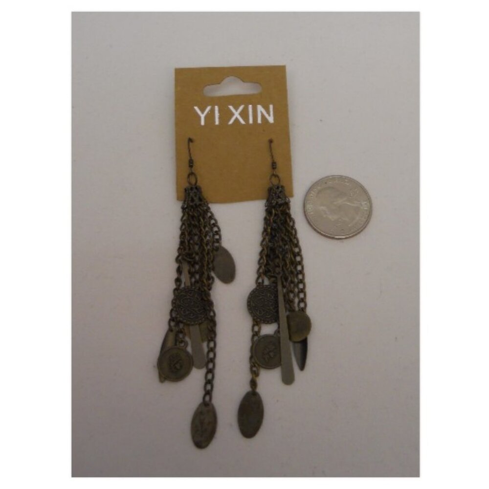 Womens Fashion Earrings Chandeliers Copper Tones YIXIN Chains Hooks